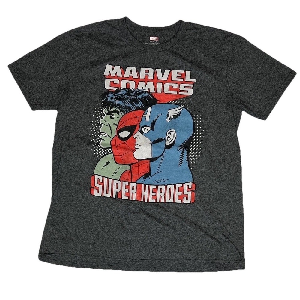 Marvel Comics Super Heroes Captain America Hulk Spider-Man T-Shirt‎ Men's Large